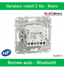 Schneider - Variateur rotatif Bluetooth Odace Wiser - 2 fils - Blanc - Réf : S520513