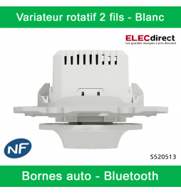 Schneider - Variateur rotatif Bluetooth Odace Wiser - 2 fils - Blanc - Réf : S520513