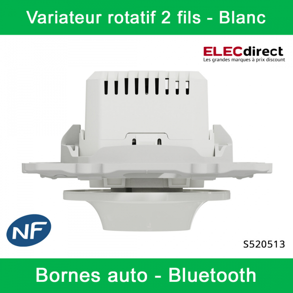 Schneider - Variateur rotatif Bluetooth Odace Wiser - 2 fils - Blanc - Réf : S520513