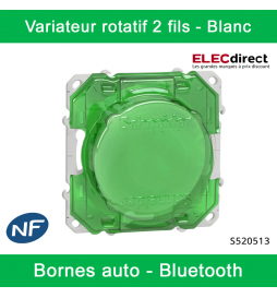 Schneider - Variateur rotatif Bluetooth Odace Wiser - 2 fils - Blanc - Réf : S520513