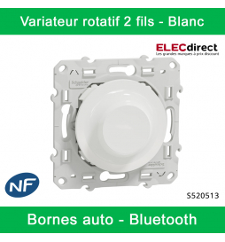 Schneider - Variateur rotatif Bluetooth Odace Wiser - 2 fils - Blanc - Réf : S520513