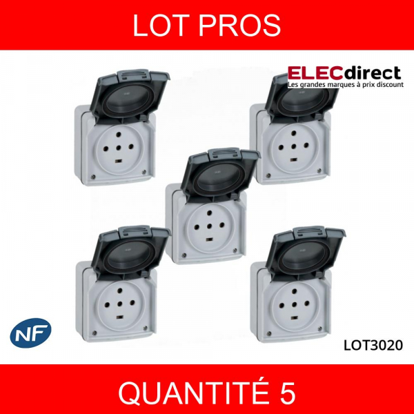 LEGRAND - LOT PROS - Plexo - Prise de courant 3P+N+T 20A - saillie - IP55/IK08 - 091657X5