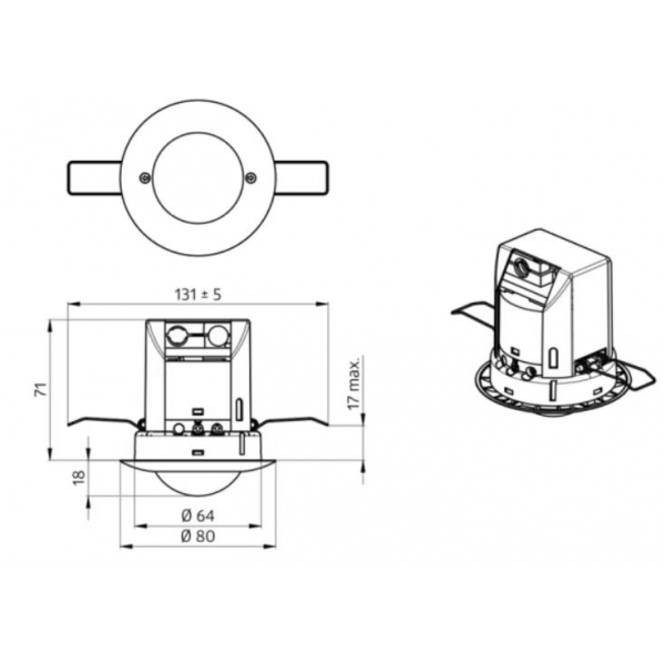B.E.G - Détecteur de mouvement avec zone de détection circulaire - Plafond - Blanc - Encastré - Réf : 92197