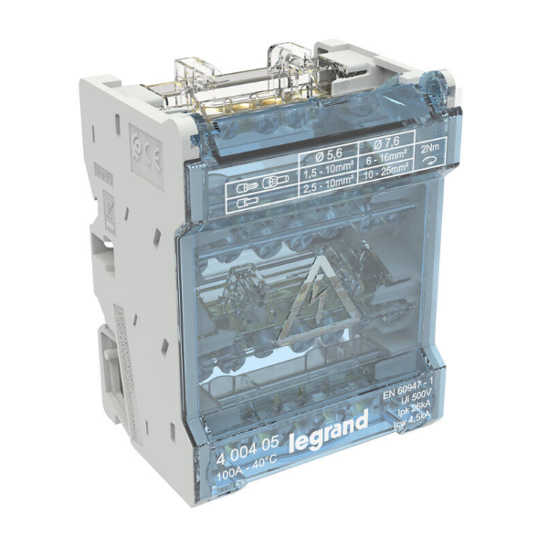 LEGRAND - Répartiteur modulaire à barreaux étagés tétrapolaire - 100A - 6 départs - 4 modules - Réf : 400405