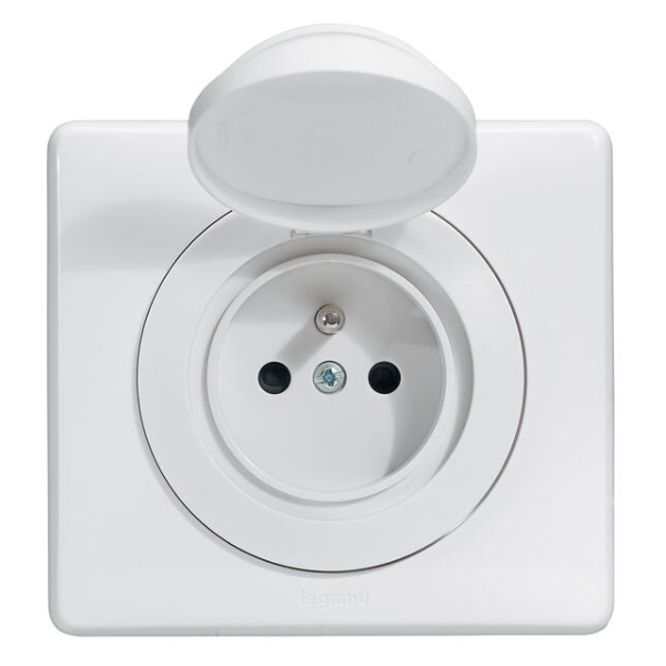 Legrand - Prise de courant 2P+T Céliane complète Étanche - IP44 - Blanc - Réf : LOT3071