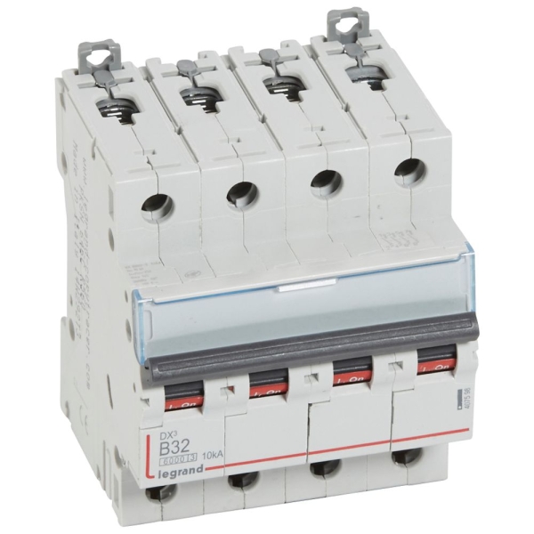 Disjoncteur DX³6000 10kA arrivée haute et départ bas à vis 4P 400V~ - 32A - courbe B - 4 modules - 407598