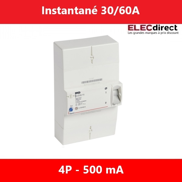 Disjoncteur de branchement Enedis tétrapolaire différentiel 500mA instantané - 60A