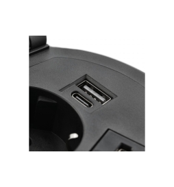 GTV Lighting - Bloc prise encastrable - chargeur induction 5W - 1 prise, 2 USB, RJ45 et HDMI - Noir - Réf.: AE-BPW1FACP-20