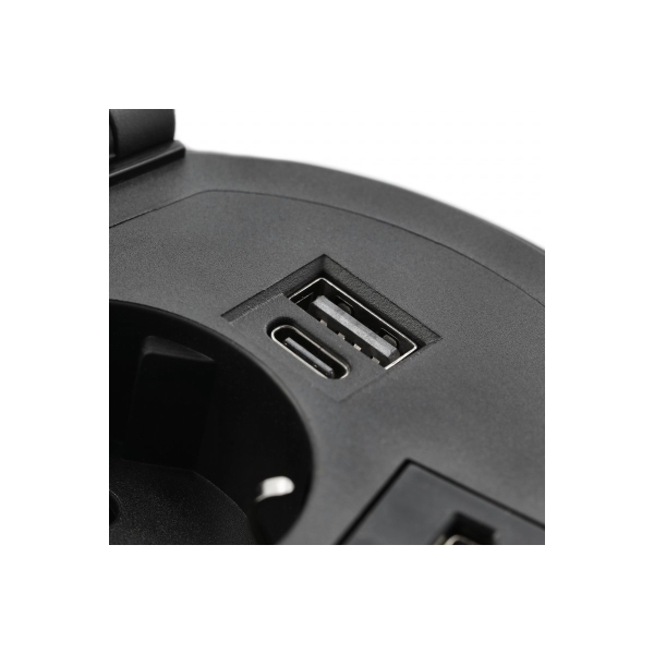 GTV Lighting - Bloc prise encastrable - chargeur induction 5W - 1 prise, 2 USB, RJ45 et HDMI - Noir - Réf.: AE-BPW1FACP-20