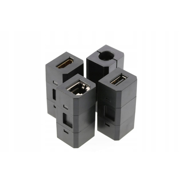 GTV Lighting - Bloc prise encastrable - chargeur induction 5W - 1 prise, 2 USB, RJ45 et HDMI - Noir - Réf.: AE-BPW1FACP-20
