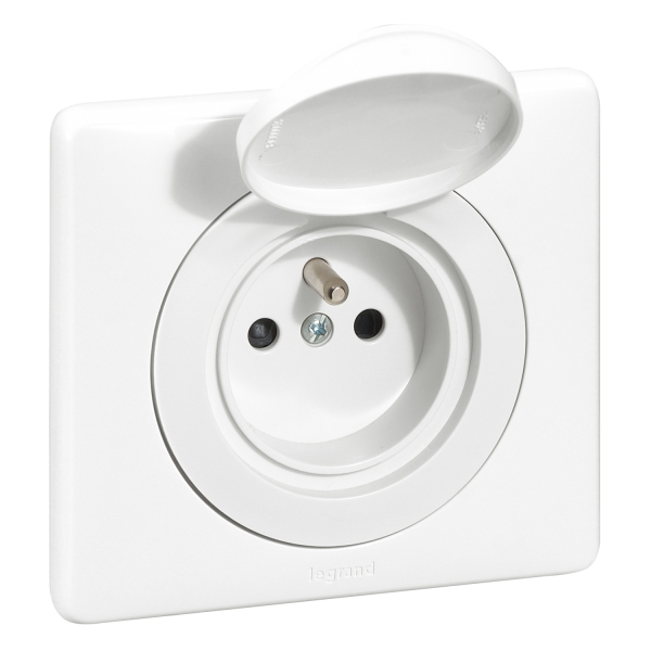 Legrand - Prise de courant 2P+T Céliane complète Étanche - IP44 - Blanc - Réf : LOT3071