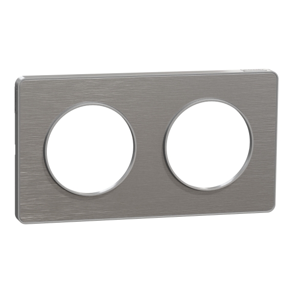 Schneider - Odace - Touch - Plaque 2 postes - entraxe 71 mm - ALU brossé - Réf : S530804J