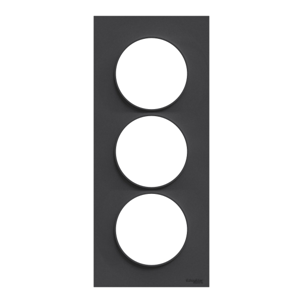 Schneider - Odace - Styl - Plaque 3 postes - entraxe 57 mm - Anthracite - Réf : S540716