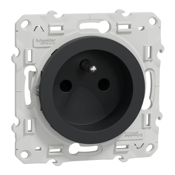 Schneider - Odace - Prise de courant Rénovation - Anthracite - 2P+T - 16A - 250V - Réf : S540049