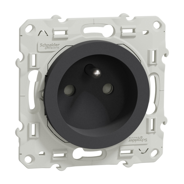 Schneider - Odace - Prise de courant - connexion à VIS - Anthracite - 2P+T 16A - 250V - Réf : S540039