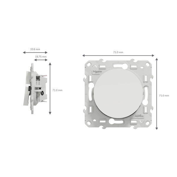 Schneider - Odace - Interrupteur va et vient - Blanc - 10A - 250V - Bornes auto - Réf : S520204