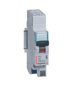 Legrand - Disjoncteur DNX³ - Bornes auto - 6A - 1P+N 230V~ - 4500 / 6kA  - Courbe C - 1 module - Réf : 406781