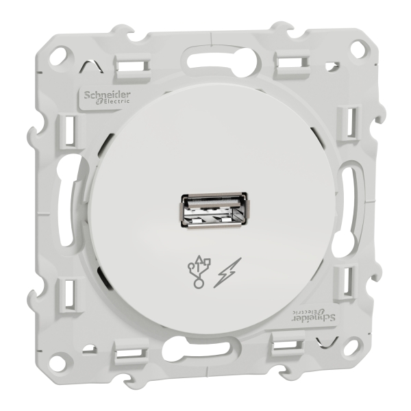 Schneider - Odace - Prise USB - 5V - BLANC - Réf : S520408