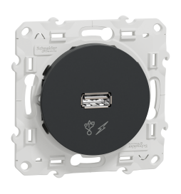 Schneider - Odace - Prise USB - 5V - ANTHRACITE - Réf : S540408