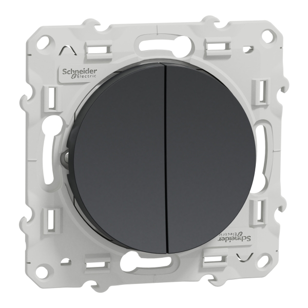 Schneider - Odace - Double Poussoir - anthracite - 10A - 250V - Réf : S540216