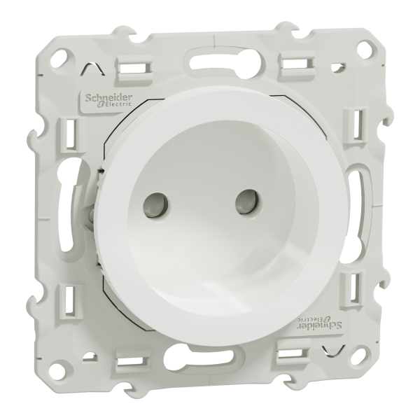 Schneider - Odace - Prise de courant  - connexion à VIS - Blanc - 2P - 16A - 250V - Réf : S520033