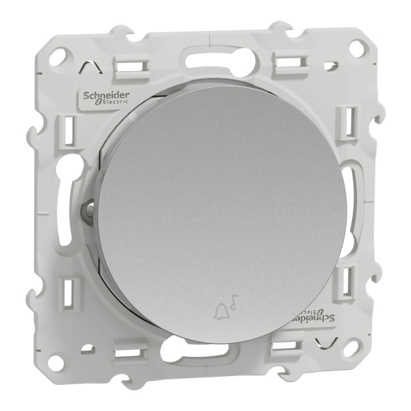 Schneider - Odace - Poussoir avec symbole carillon - Aluminium - Réf : S530246