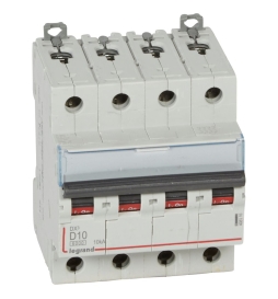 Legrand - Disjoncteur 4P DX3 10A - 10kA - courbe D - Réf : 408116
