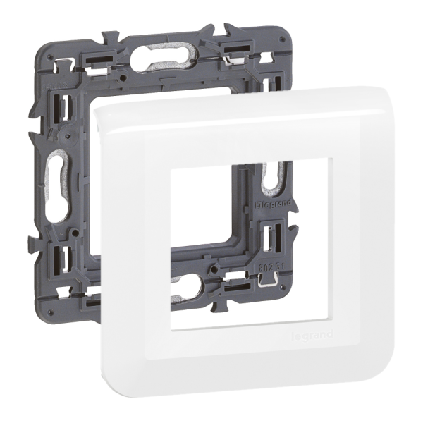 Legrand Mosaic - Plaque 2 modules - 1 poste + support 1 poste Réf : 277802L+080251