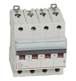 Legrand - Disjoncteur 4P DX3  25A - 10kA - courbe D - Réf : 408119