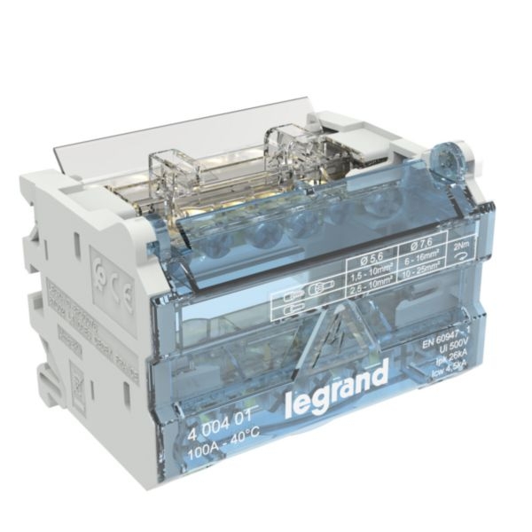 Legrand - Répartiteur modulaire à barreaux étagés - bipolaire - 100A - 6 départs - 4 modules - Réf : 400401