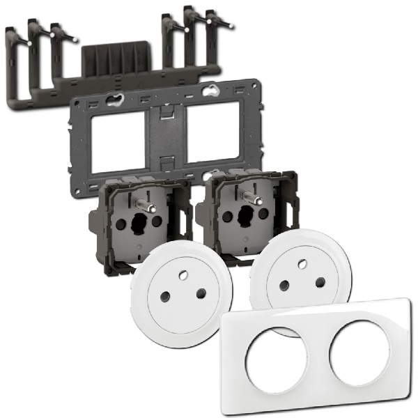 Legrand - Céliane 2024 - Double prise de courant complète - Réf : 080252 + CM0100 + CM0111 x 2  + CB01111 x 2 + CP0002