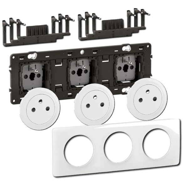 Legrand - Céliane 2024 - Triple prise de courant complète - Réf : 080253 + CM0100 x 2+ CM0111 x 3  + CB0111 x 3 + CP0003