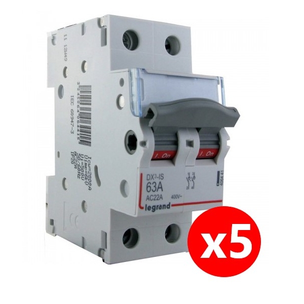 Legrand - DX3 Interrupteur-sectionneur Bipolaire - 63A - Réf : 406441x5
