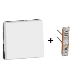 Legrand - Mosaic - Interrupteur Va et Vient Témoin - Blanc -EU - 10A - 2M - Réf : 278011L+067685L