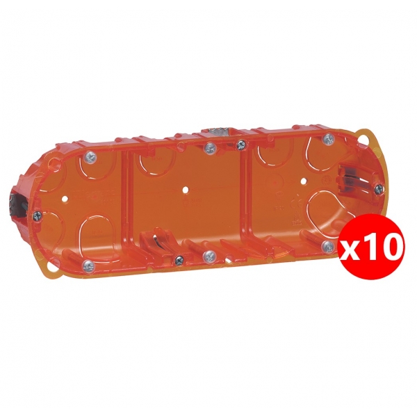 Legrand Batibox - LOT de 10 Boîtes multimatériaux 3 postes - 6/8M - Hor/Ver - profondeur 40 mm - Réf : 080103x10