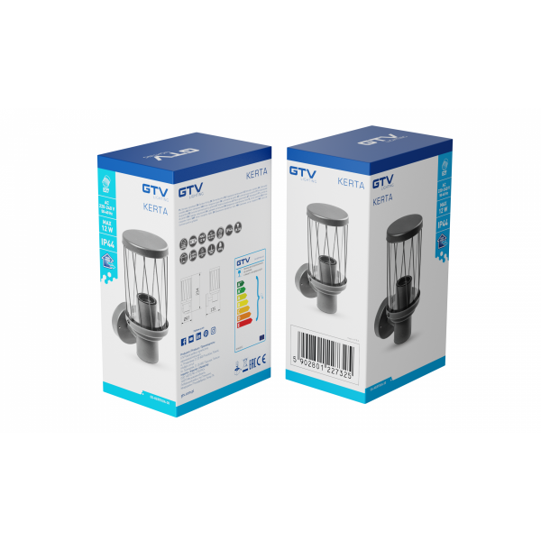 GTV Lighting - Applique murale LED Kerta - E27 - Noir - Réf : OS-KERTOUA-30