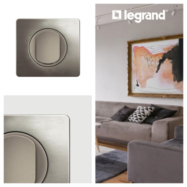 Legrand - Céliane 2024 - Plaque de finition Acier Satiné - 1 poste - Réf : CP1801