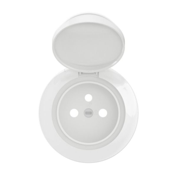 Legrand - Céliane 2024 - Enjoliveur PC 2P+T à volet - Blanc - IP44 - Réf : CB8111