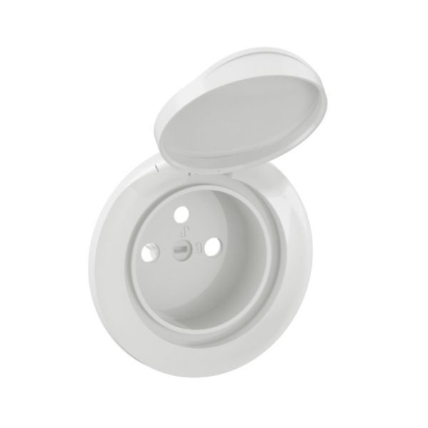 Legrand - Céliane 2024 - Enjoliveur PC 2P+T à volet - Blanc - IP44 - Réf : CB8111