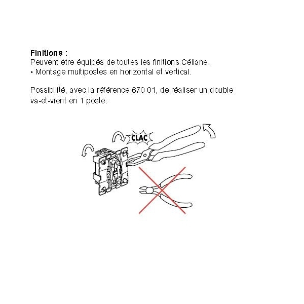 Legrand - Céliane 2024 - Double va et vient étanche complet - Blanc - IP44 - Réf : 080251 + 2 x CM0001 + CB4001 + CP2701