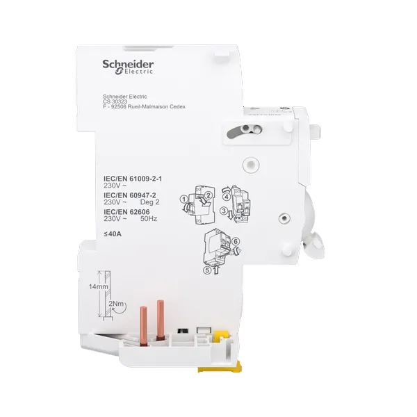 Schneider - Acti9 iDT40 - Module détecteur arc différentiel 30mA ASI 1P+N 40A - Réf : A9TYA4640
