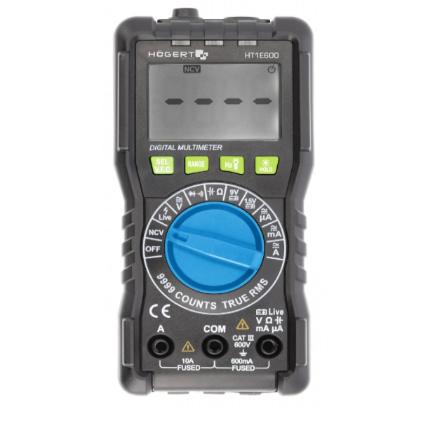 Multimètre numérique universel Hogert HT1E600, mesure jusqu’à 600V, catégorie de sécurité CAT III - vue 1