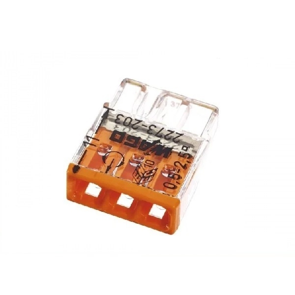 WAGO - Boîte de 100 Bornes auto fils rigide 3 x 2,5mm2 - Réf.: WAG 2273-203