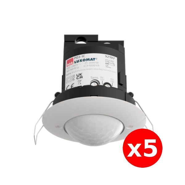 B.E.G - LOT - DÉTECTEUR DE MOUVEMENT AVEC ZONE DE DÉTECTION CIRCULAIRE - PLAFOND - BLANC - ENCASTRÉ - Réf : 92197X5