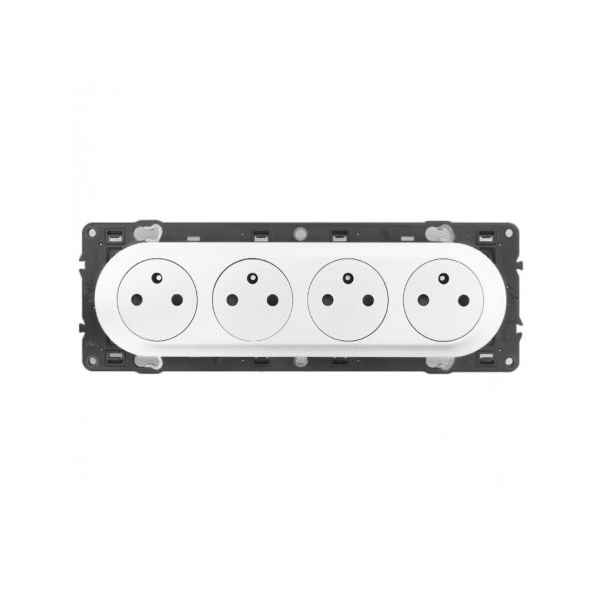 Legrand - Céliane 2024 - Quadruple prise de courant - Blanc - SANS PLAQUE - Réf : 080253 + CM0114 + CB0114