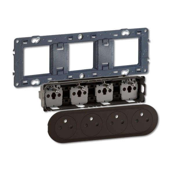 Legrand - Céliane 2024 - Quadruple prise de courant - Noir - SANS PLAQUE - Réf : 080253 + CM0114 + CN0114
