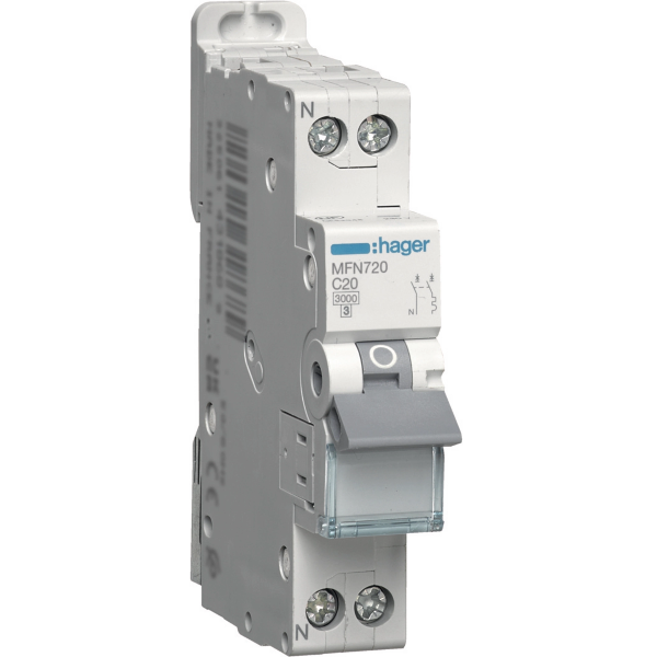 DISJONCTEUR HAGER - 1P+N - 20A - VIS/VIS - Réf : MFN720