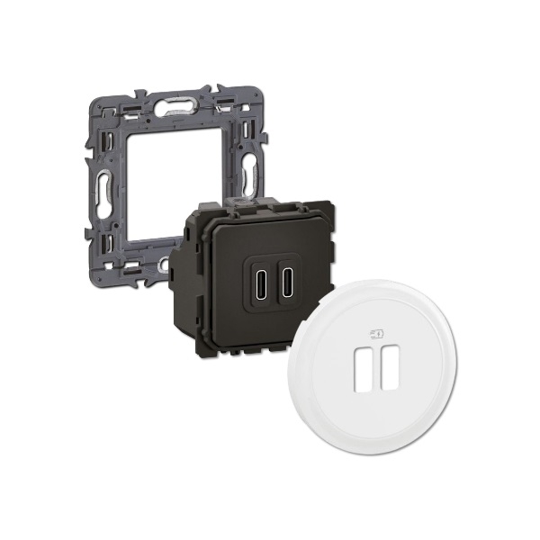Legrand - Céliane 2024 - Double prise chargeur USB - Type C - Blanc - SANS PLAQUE - 1 poste - Réf : 080251 + CM0154 + CB0154