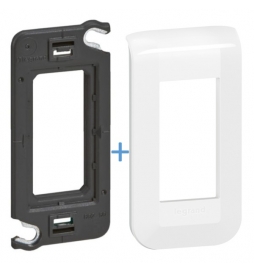 Legrand Mosaic - Plaque 1 module - 1 poste + support - Réf : 078801L+080250