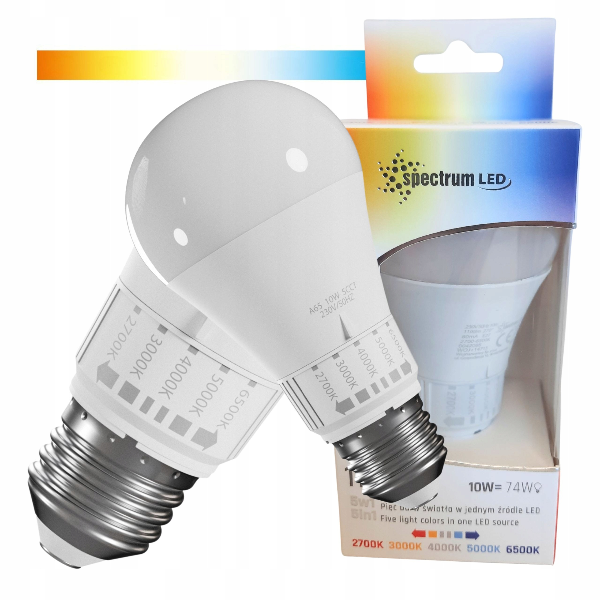 Spectrum - Ampoule LED E-27 - LED GLS 10W - Angle 270° - 5 CCT -1100lm - Réf : WOJ+14715